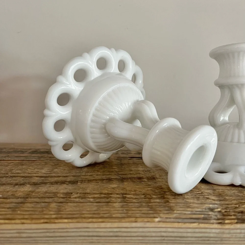 Westmoreland milk glass candlesticks set of 2